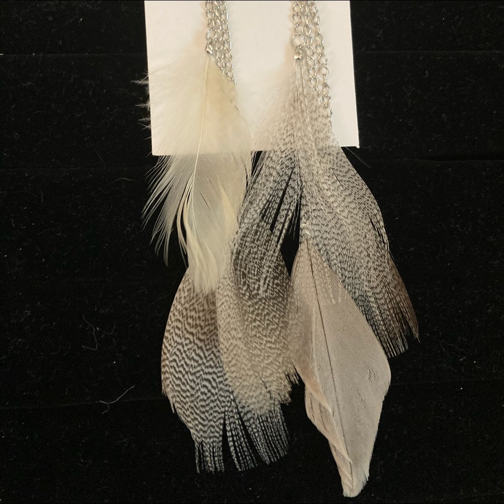 Boho Dangle Earrings  Long Feather Drop Earrings